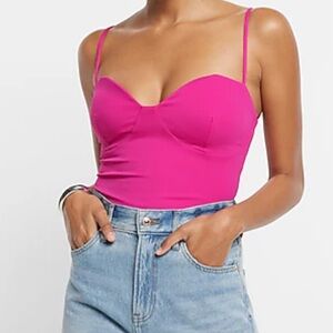 Express Body Contour High Compression Bustier Bodysuit With Bra Cups